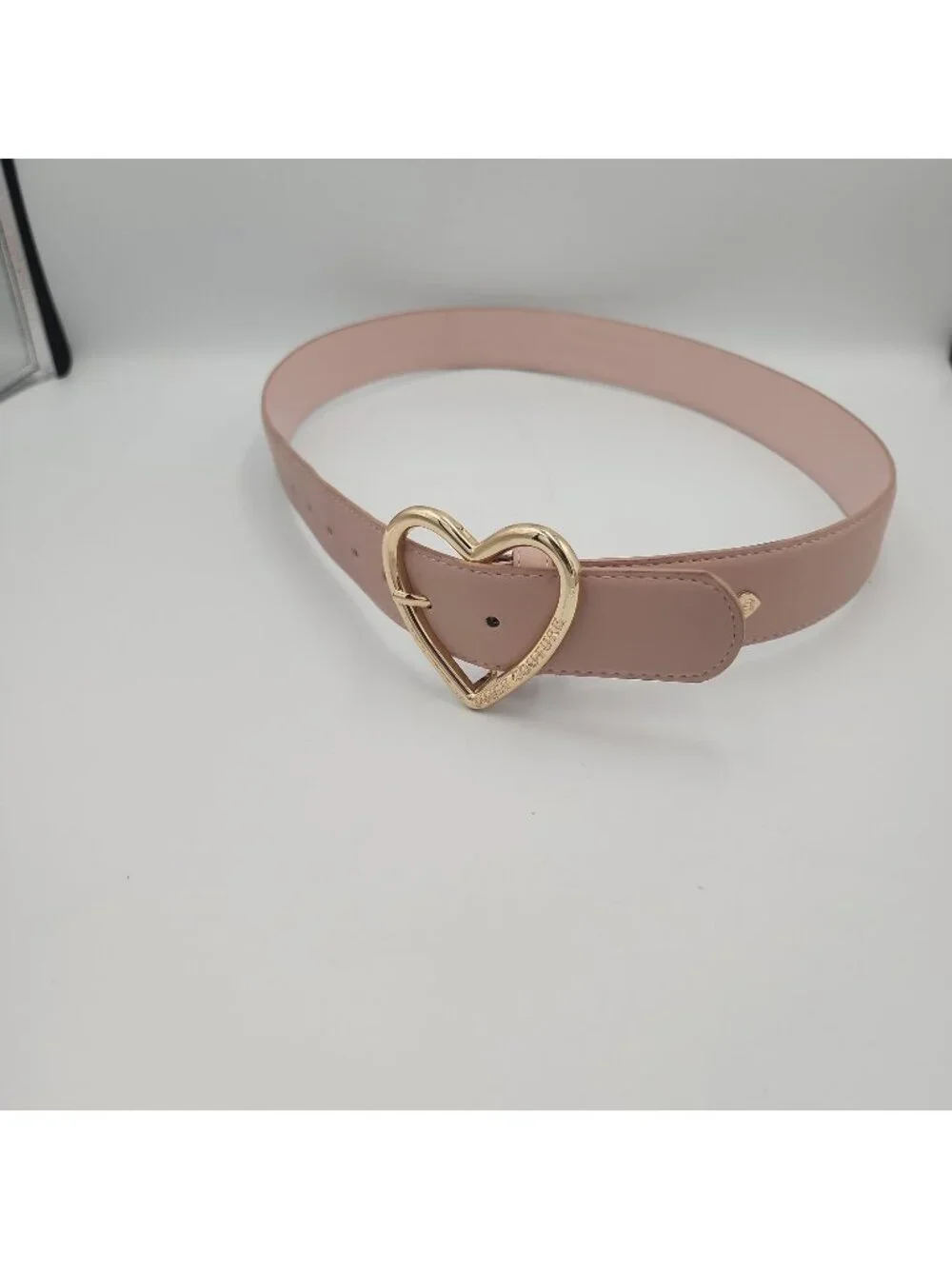 juicy couture Pink Women's Leather Belt Gold Heart Buckle Fits 33-38